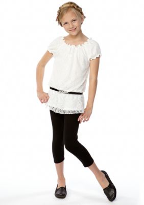 Amy Byer Lace Belt Legging Set Girls 7-16