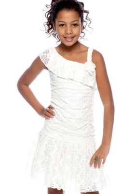 Amy Byer Lace One Shoulder Dress Girls 7-16