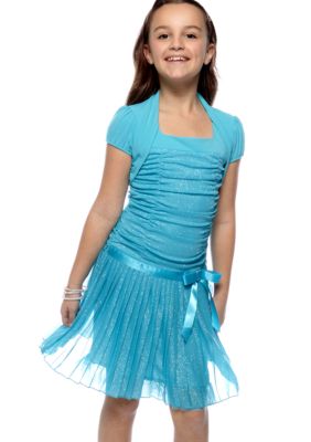 Amy Byer Glitter Pleated Bolero Girls 7-16