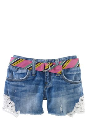 Ralph Lauren Childrenswear Lace Applique Denim Short Girls 4-6X