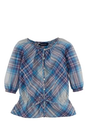 Ralph Lauren Childrenswear Bow Detail Madras Top Girls 4-6X