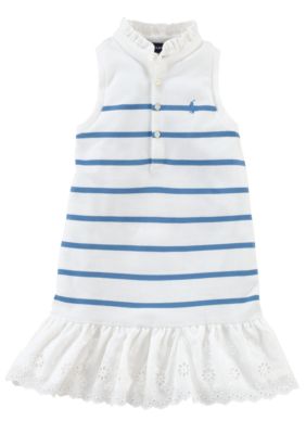 Ralph Lauren Childrenswear Preppy Stripe Polo Dress Girls 4-6X