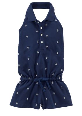 Ralph Lauren Childrenswear Nautical Embroidered Mesh Romper Girls 4-6X