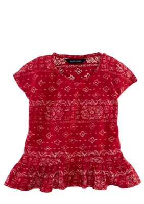 Ralph Lauren Childrenswear Slouchy Bandanna Tee Girls 4-6X