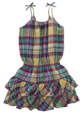 Ralph Lauren Childrenswear Plaid Linen Sundress Girls 7-16
