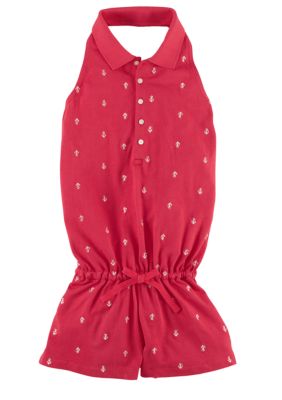 Ralph Lauren Childrenswear Embroidered Skull and Crossbones Romper Girls 7-16