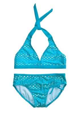 Beach Native Banded Foil Dots Bikini Girls 7-16