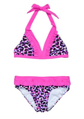 Beach Native Ruffle Cheetah Bikini Girls 7-16