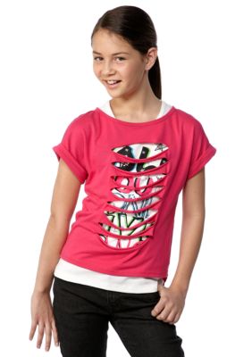 Beautees 2-in-1 Slashed Shirt Girls 7-16