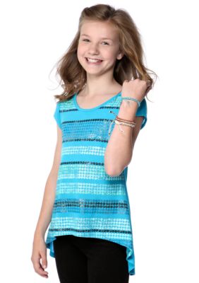 Beautees Faux Sequin Hi Low Top Girls 7-16