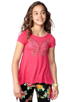 Beautees Butterfly Sharkbite Tee Girls 7-16