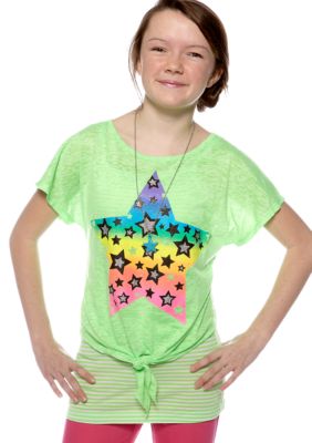 Beautees Star Tie Front Top Girls 7-16