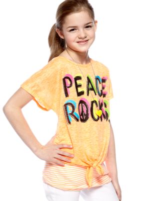 Beautees Peace Tie Front Top Girls 7-16