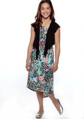 Beautees Zebra Floral Maxi Dress Girls 7-16