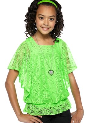 Beautees Crochet Peplum Top Girls 7-16