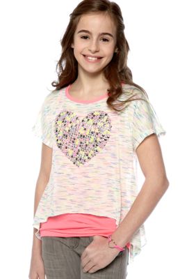 Beautees 2-Piece Sharkbite Heart Top Girls 7-16
