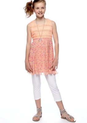 Beautees Necklace Legging Set Girls 7-16