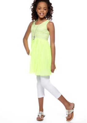 Beautees Necklace Legging Set Girls 7-16