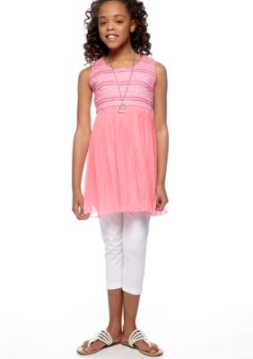 Beautees Necklace Legging Set Girls 7-16