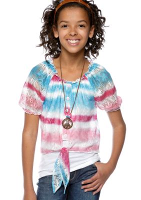 Belle du Jour Tie Front Necklace Shirt Girls 7-16