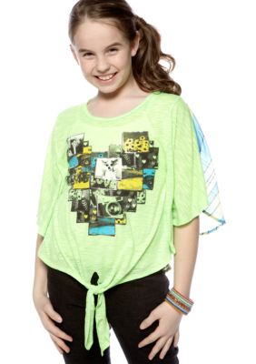 Belle du Jour Graphic Tie Front Top Girls 7-16