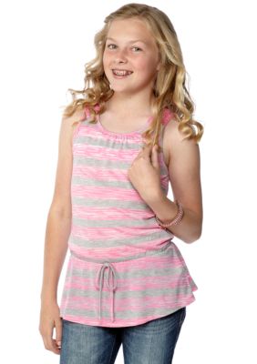 Self Esteem Stripe Crochet Peplum Tank Girls 7-16