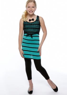 Belle du Jour Stripe Crochet Legging Set Girls 7-16