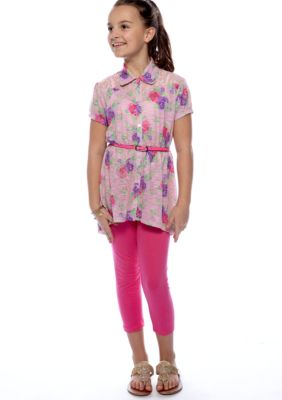 Belle du Jour Rose Tunic Legging Set Girls 7-16
