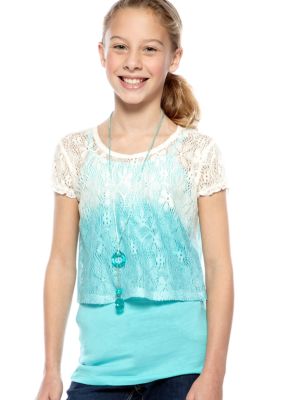 Belle du Jour Crochet Dip Dye Popover Top Girls 7-16