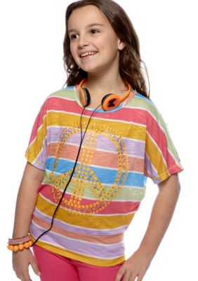 Belle du Jour Peace Tee with Headphones Girls 7-16