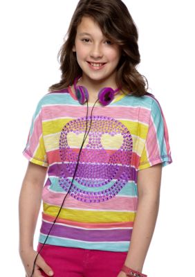 Belle du Jour Smiley Tee with Headphones Girls 7-16