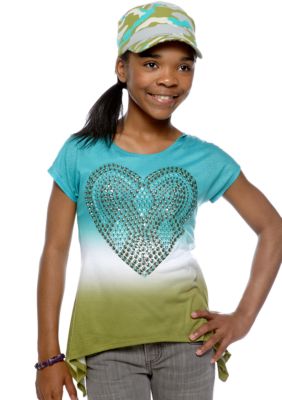 Belle du Jour Heart Tee & Camo Hat Set Girls 7-16