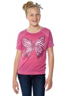 Belle du Jour Butterfly Stud Sweater Top Girls 7-16