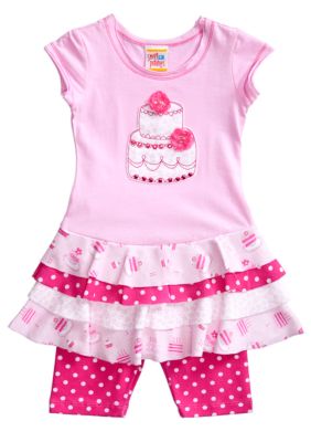 Sweet Potatoes Tier Dress and Dot Pedal Pusher Girls 4-6X