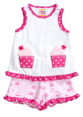 Sweet Potatoes Ruffle Hem Tank and Ruffle Short Set Girls 4-6X