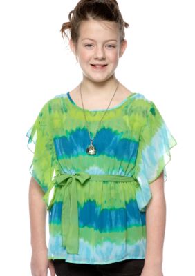 Speechless Tie Dye Butterfly Sleeve Necklace Shirt Girls Plus