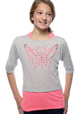 Speechless Butterfly Laser Cut Top Girls 7-16