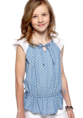 Speechless Chambray Peplum Shirt Girls 7-16
