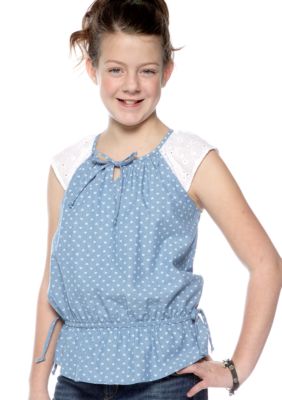 Speechless Chambray Peplum Top Girls Plus
