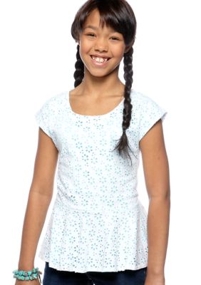 Speechless Peplum Laser Cut Out Shirt Girls 7-16