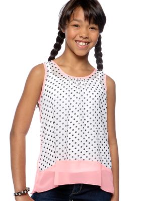 Speechless Dot Neon Trim Tank Girls 7-16