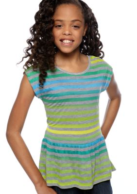 Speechless Neon Stripe Peplum Girls 7-16