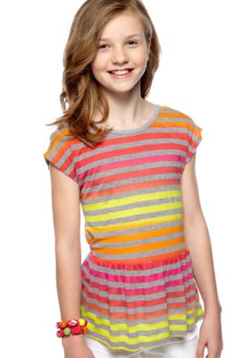 Speechless Neon Stripe Peplum Girls 7-16