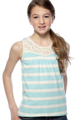 Speechless Stripe Lace Top Tank Girls 7-16