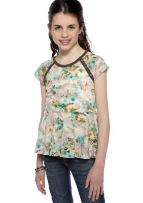 Speechless Camo Floral Peplum Top Girls 7-16
