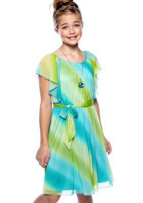 Speechless Ombre Angel Sleeve Dress Girls 7-16
