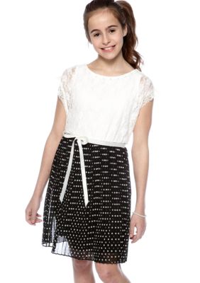 Speechless Lace Polka Dot Dress Girls 7-16