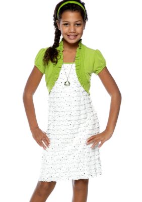 Speechless Sequin Eyelash Shrug Dress Girls 7-16