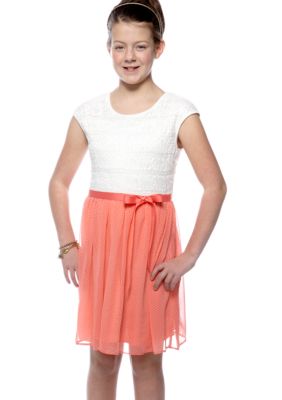 Speechless Lace Top Chiffon Dot Dress Girls Plus