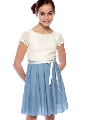 Speechless Lace Chambray Dress Girls 7-16